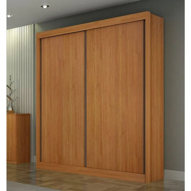 Guarda Roupa Solteiro Milano 2 Portas De Correr 3 Gavetas MDF Cinamomo