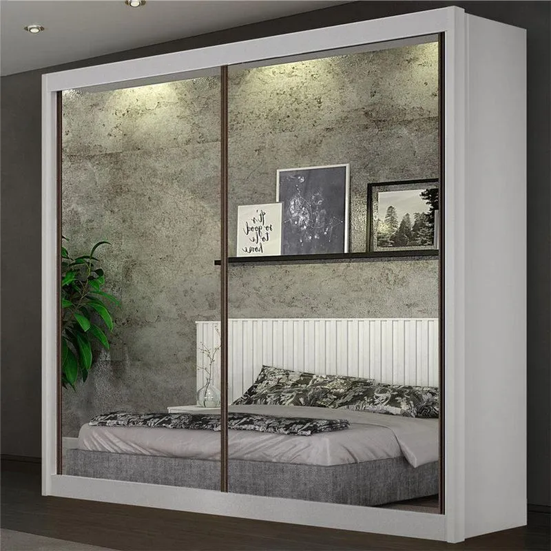 Guarda Roupa Solteiro Milano 2 Portas De Correr 3 Gavetas MDF Branco Arbo Design