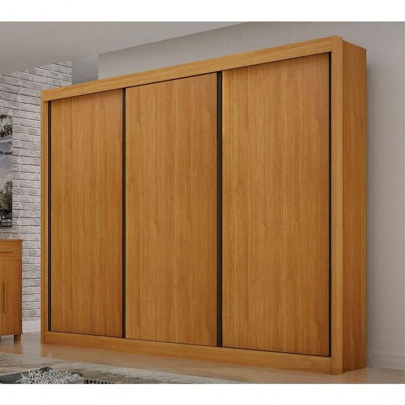 Guarda Roupa Casal Milano 3 Portas De Correr 6 Gavetas MDF Cinamomo
