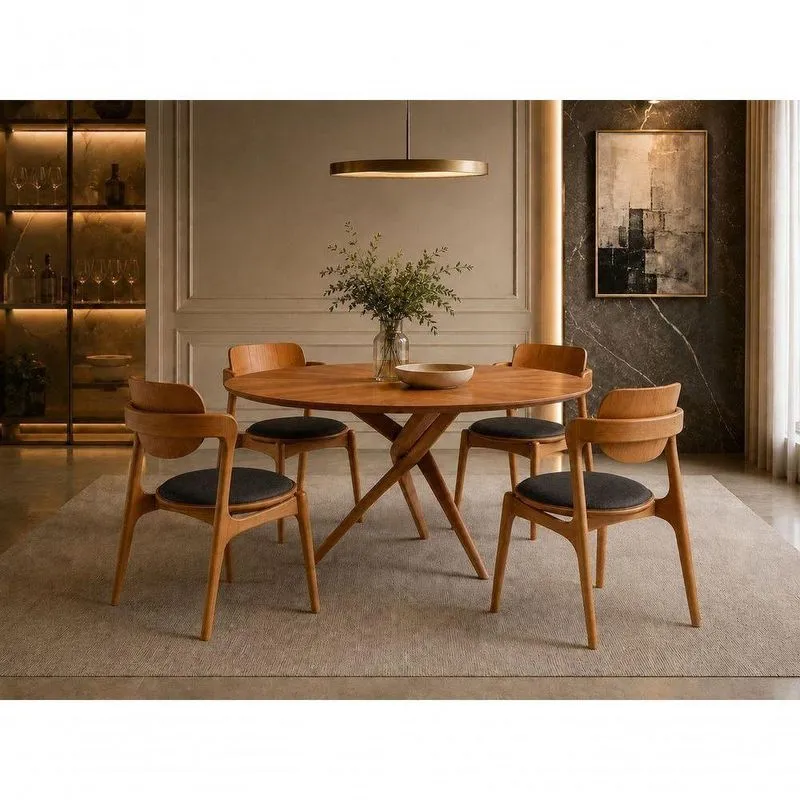 Sala De Jantar Palermo 4 Lugares Tampo Em Aço Cinamomo 120cm