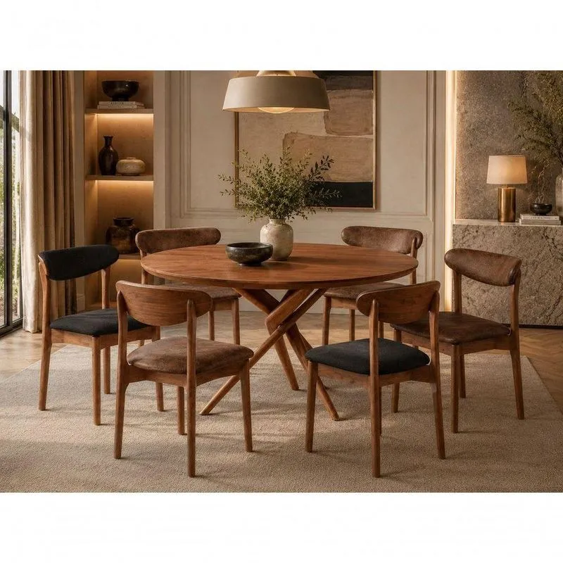 Sala De Jantar Pisa 6 Lugares Tampo Em Mdf Com Design Escultural Cinamomo