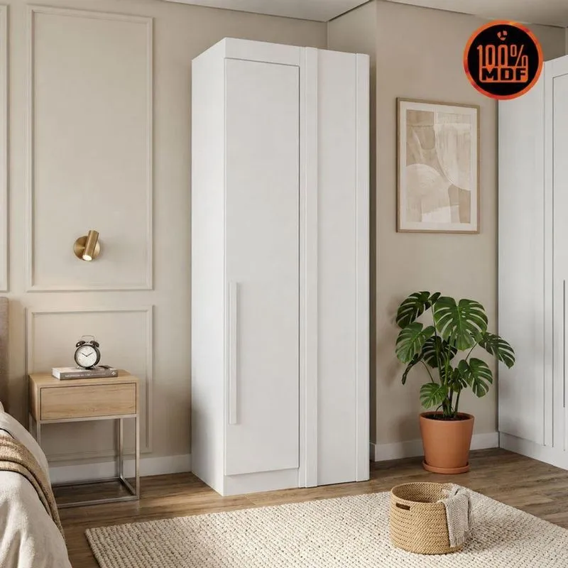 Módulo Canto Reto Áurea 1 Porta De Bater MDF Branco Arbo Design