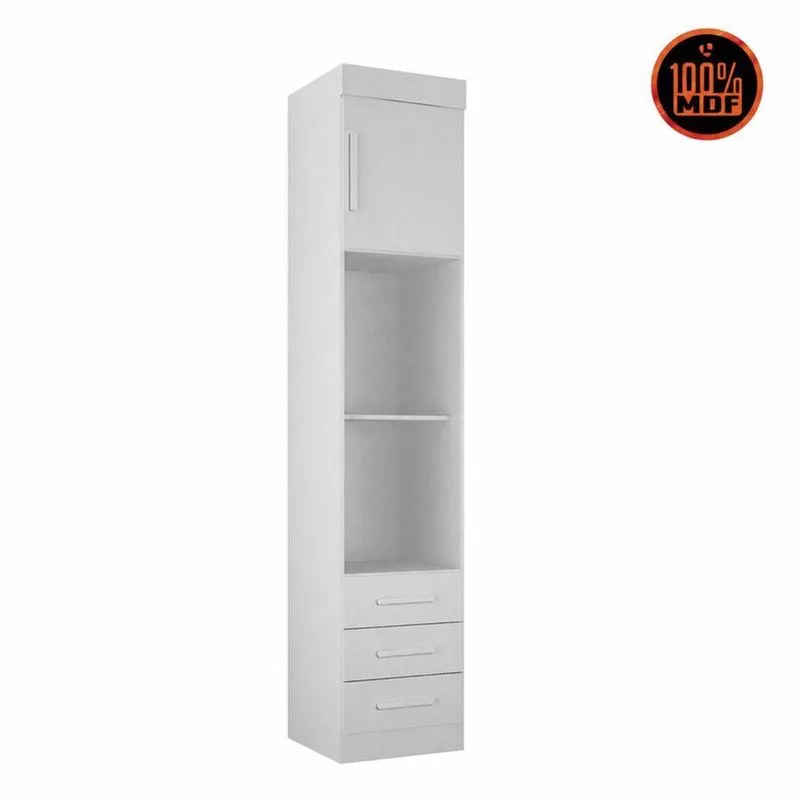 Módulo Mesa De Cabeceira Áurea 3 Gavetas MDF Moderno Branco Arbo Design