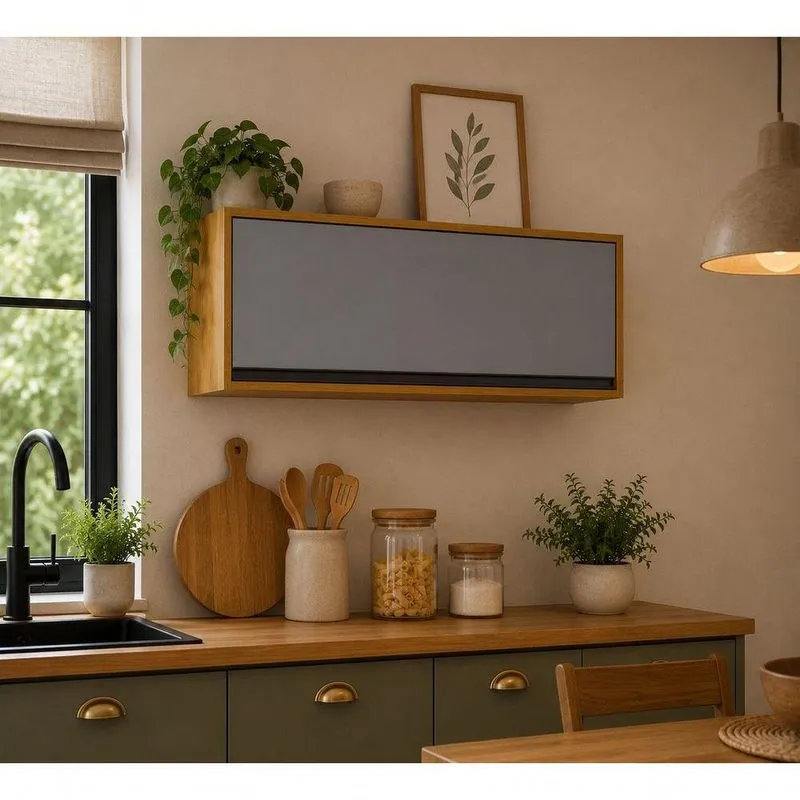 Armário Geladeira Dracena 1 Porta MDF 75cm Cinamomo E Cinza