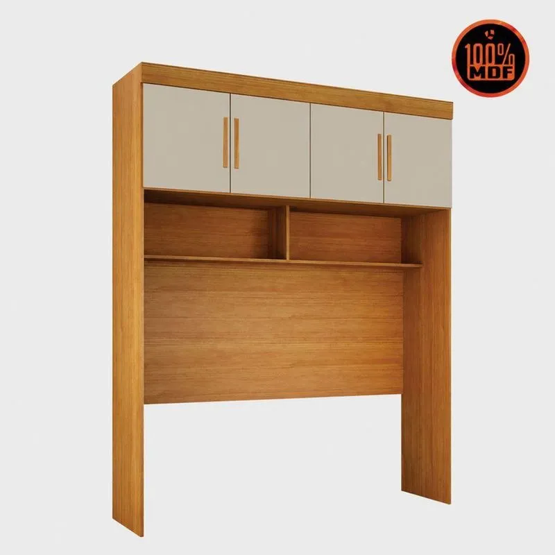 Módulo Aéreo Casal Áurea 4 Portas MDF 165cm Cinamomo e Off White