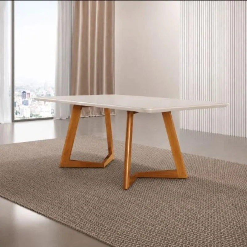 Mesa De Jantar Prisma 6 Lugares Retangular Mdf 135cm Amadeirado