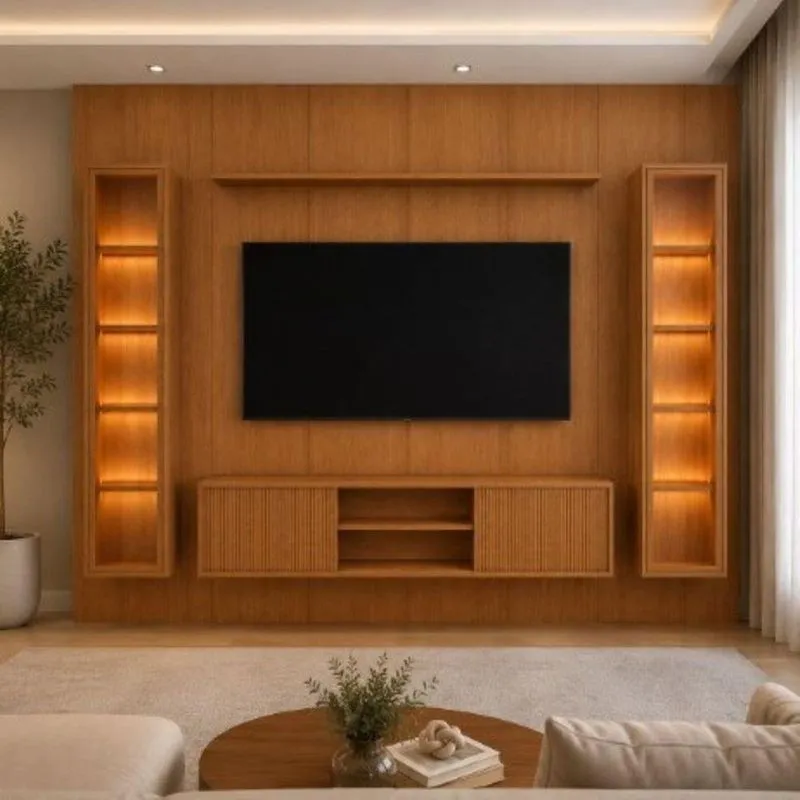 Painel Completo Com Rack E Cristaleiras Luce 75" Mdf Prateleira Usinada Branco Belaris