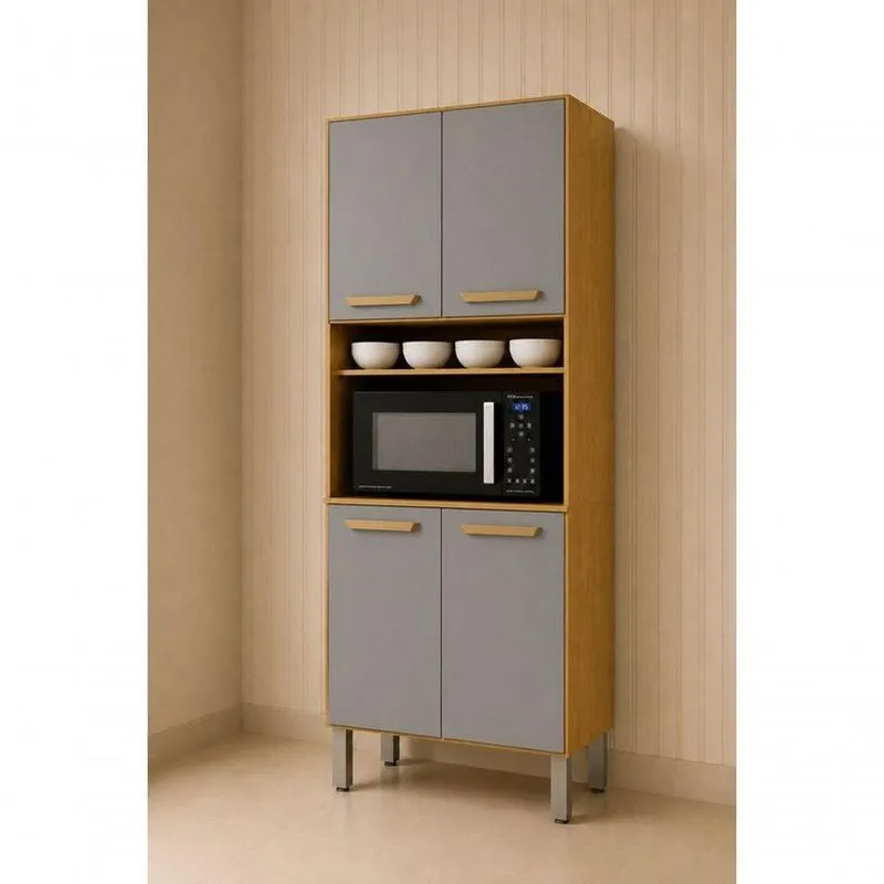Paneleiro Dáfnia Sem Porta Sem Gavetas Mdf 66cm Cinamomo E Cinza
