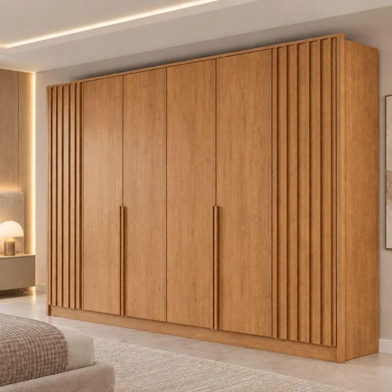 Guarda Roupa Casal Rio 6 Portas 6 Gavetas MDF Laqueado Marrom