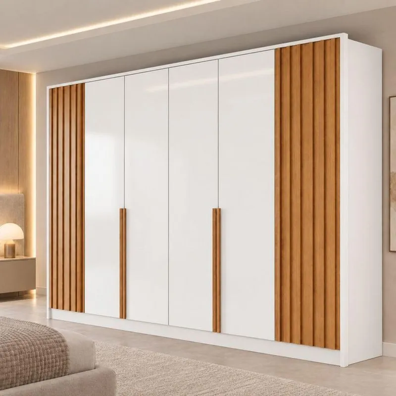 Guarda Roupa Casal Rio 6 Portas 6 Gavetas MDF Laqueado Branco