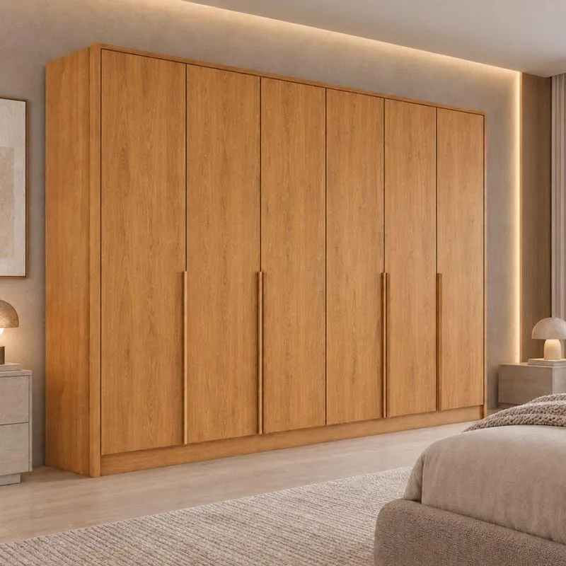 Guarda Roupa Casal Itaúnas 6 Portas 6 Gavetas MDF Laqueado Marrom