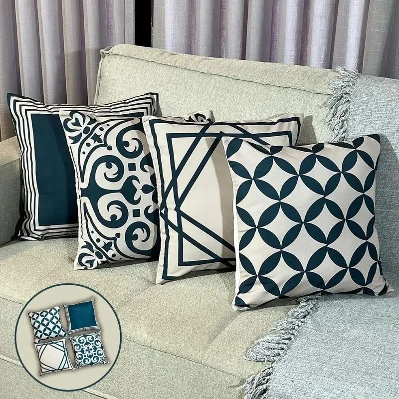 Kit 4 Capas Almofada Decorativa Zíper Invisível - Cinza Kit10