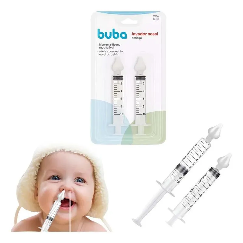 3x Kit Lavador Aspirador Nasal Seringa Ponta Silicone Buba B