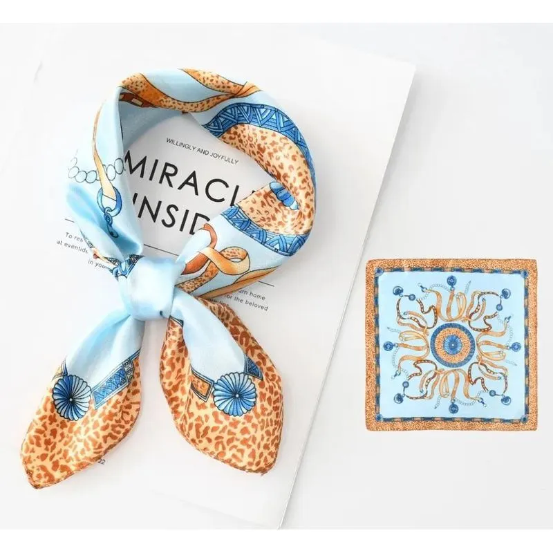 2x Lenço Feminino Estampado Acetinado Cabelo Bolsa Pescoç 50