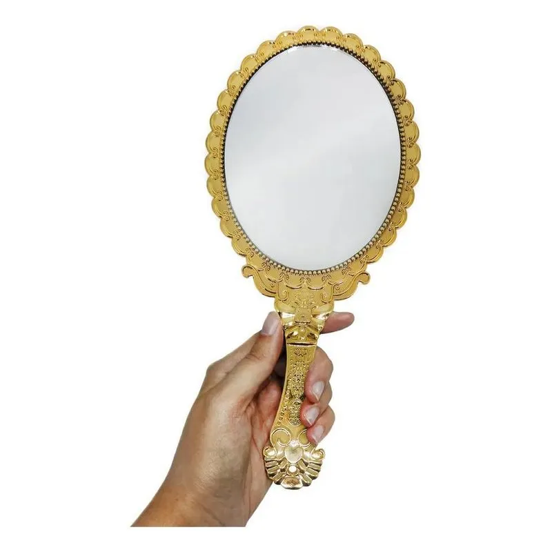 5x Espelho De Mão 25cm Abebê Oxum Orixá Yabás Dourado Umband