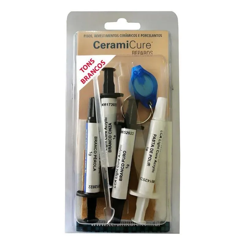 Kit Pequenos Reparos Pisos Cerâmicos Porcelana Tons De Branc