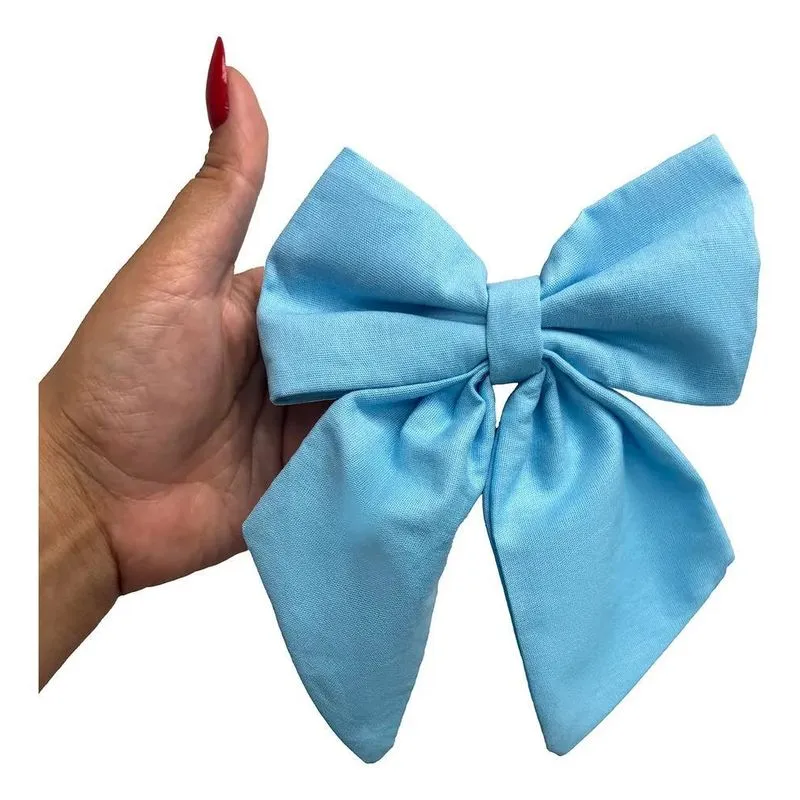 Laço De Cabelo Elegante Adulto/Infantil - 100% - Azul-Claro