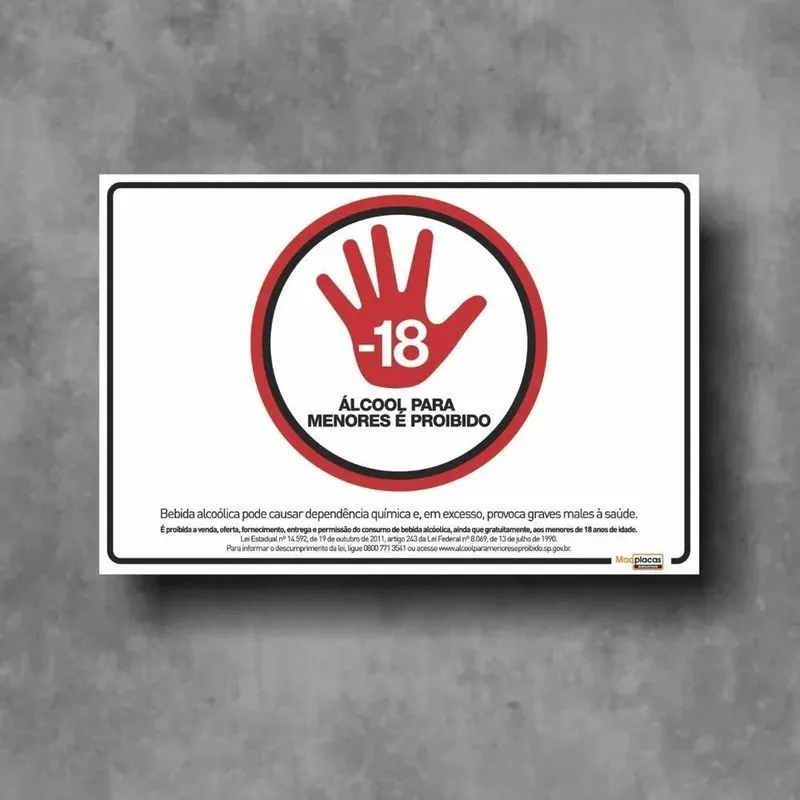 10x Placa Proibido Venda Bebida Para Menores De 18 Anos 30x