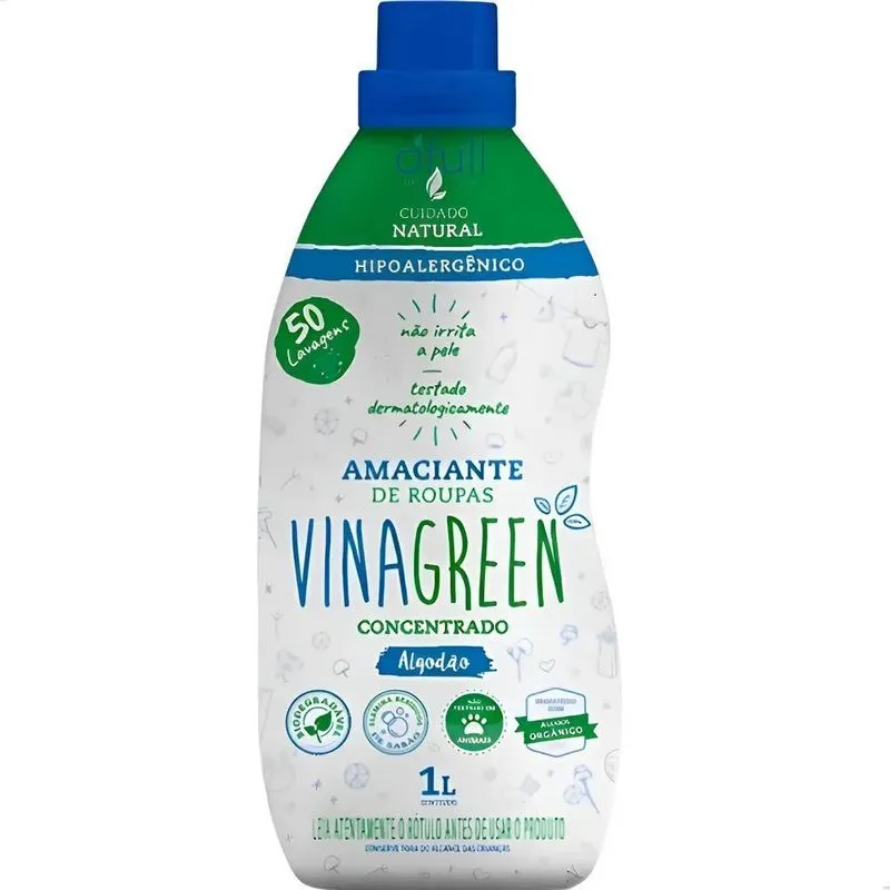 Amaciante Vinagreen Concentrado Algodão 1l: Maciez