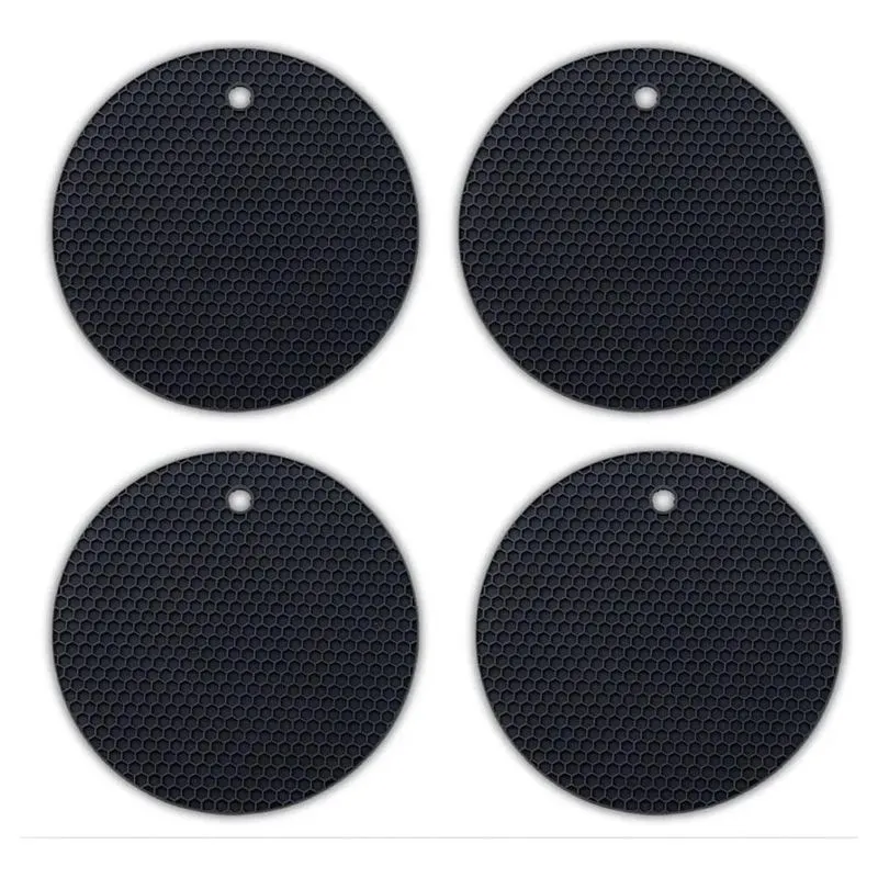 Kit 4 Descanso Panela Silicone Antiaderente Protetor - Preto