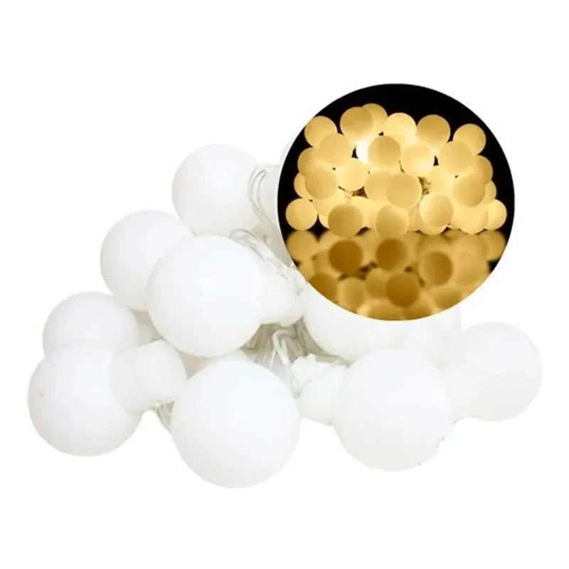 Varal Luzes Led Bolinhas Branco Quente 4m Para Pilha
