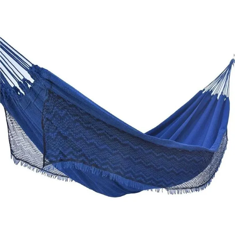 Rede De Descanso Jeans Casal 170kg Conforto E Resistê - Azul