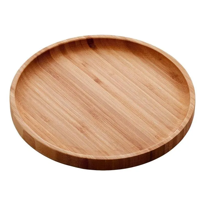 Bandeja De Bambu Redonda Petisqueira Servir Decorar - Lyor