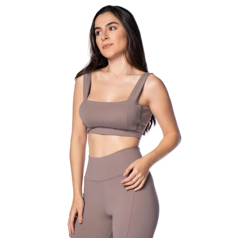 Top Feminino Estilo Do Corpo Com Recortes Marrom Claro - P