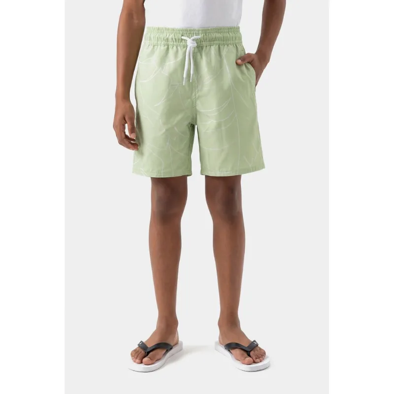 Short Praia Infantil Floral Elástico Menta - 8