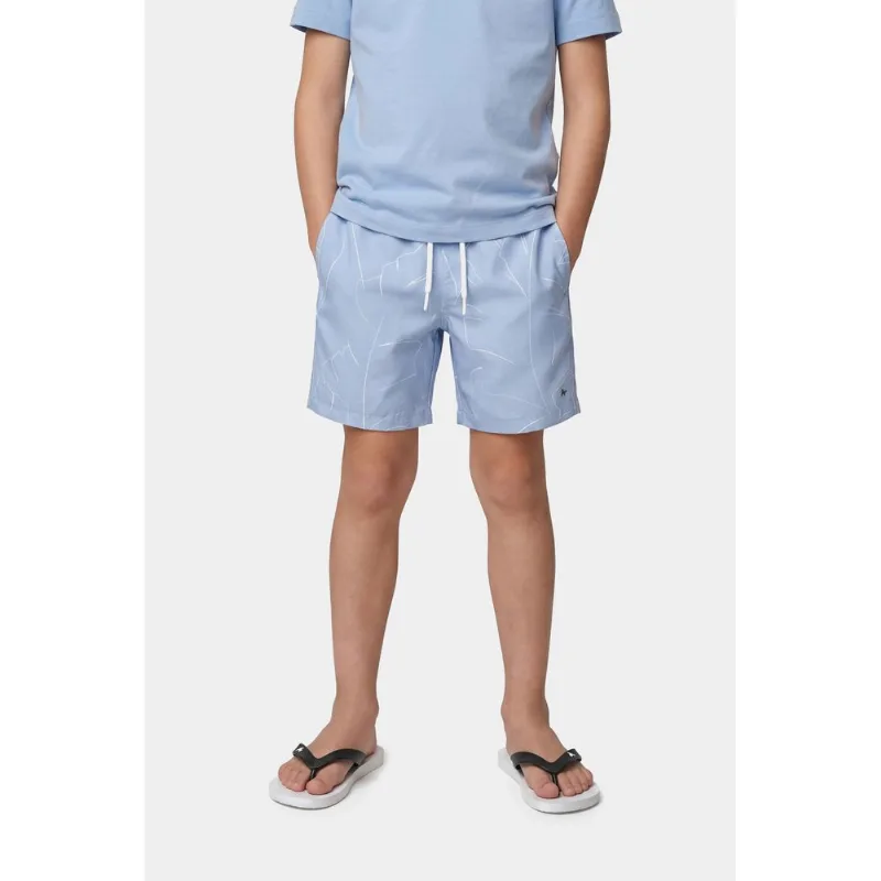 Short Praia Infantil Floral Elástico Azul Claro - 12