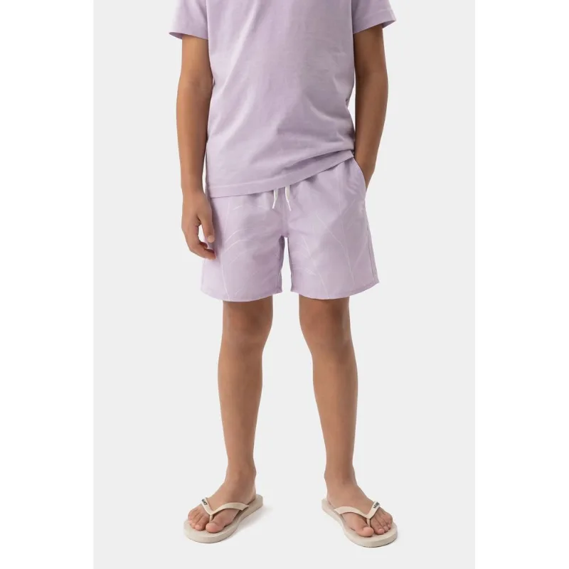 Short Praia Infantil Floral Elástico Lilas - 34