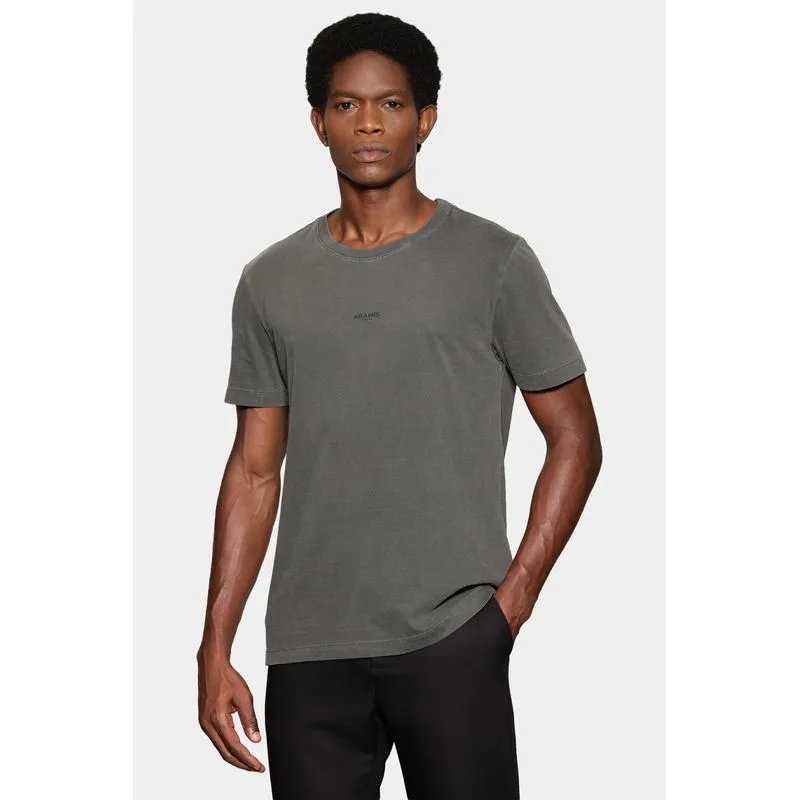 Camiseta Manga Curta Estampa Frente Lavada Preto - P