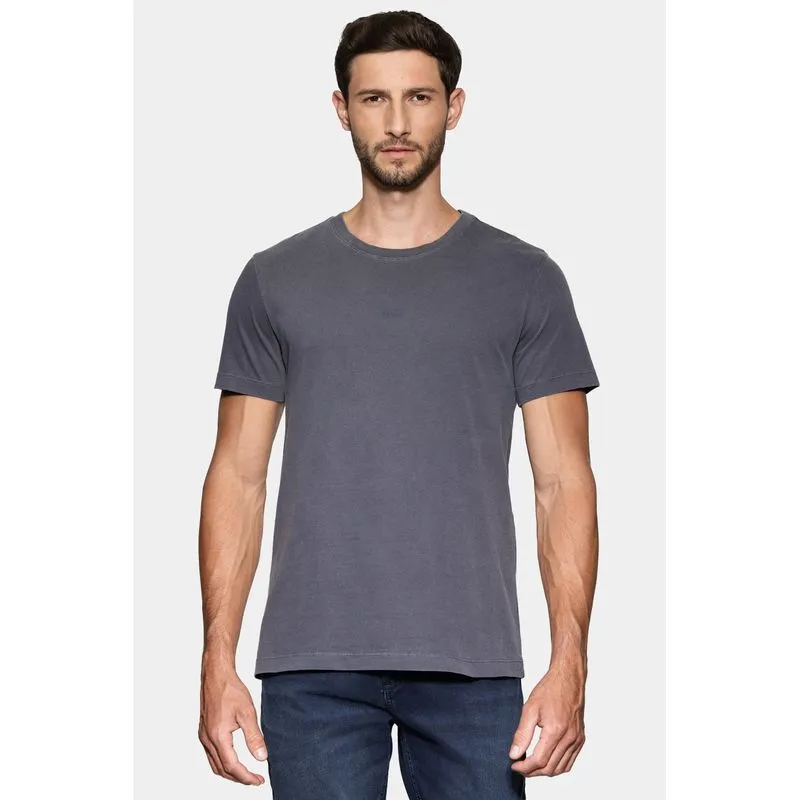Camiseta Manga Curta Estampa Frente Lavada Navy - G