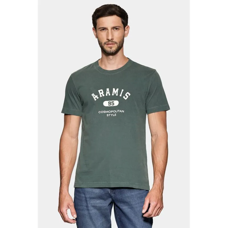 Camiseta Manga Curta Lavada Estampa Craquele Verde Intenso 117 - GG