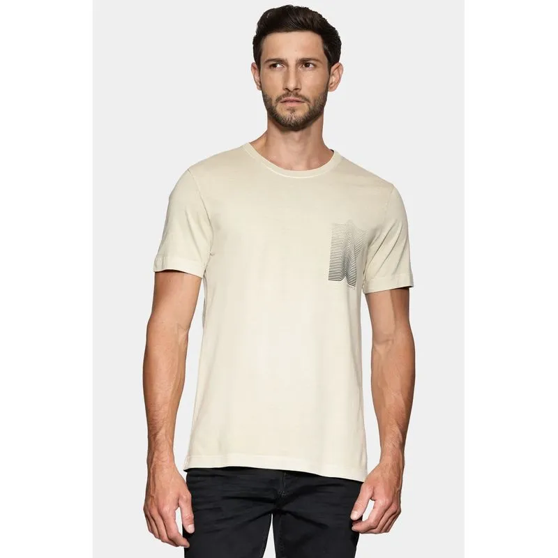 Camiseta Manga Curta Estampada Linhas Marfim 117 - M