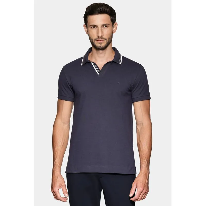 Polo Manga Curta Listras Navy Navy - XGG
