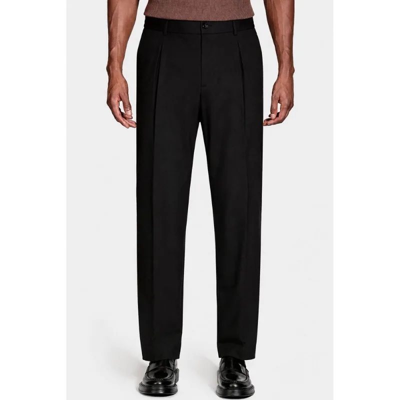 Calça Alfaiataria Cós Elástico e Bolsos Preto - 48
