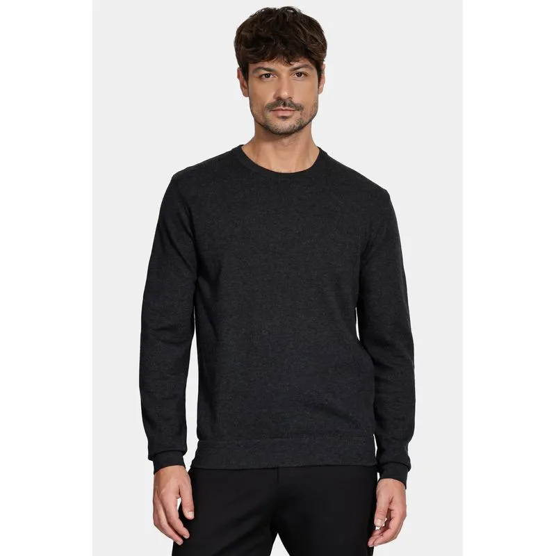 Tricot Manga Longa Gola Careca Preto Mescla - XGG