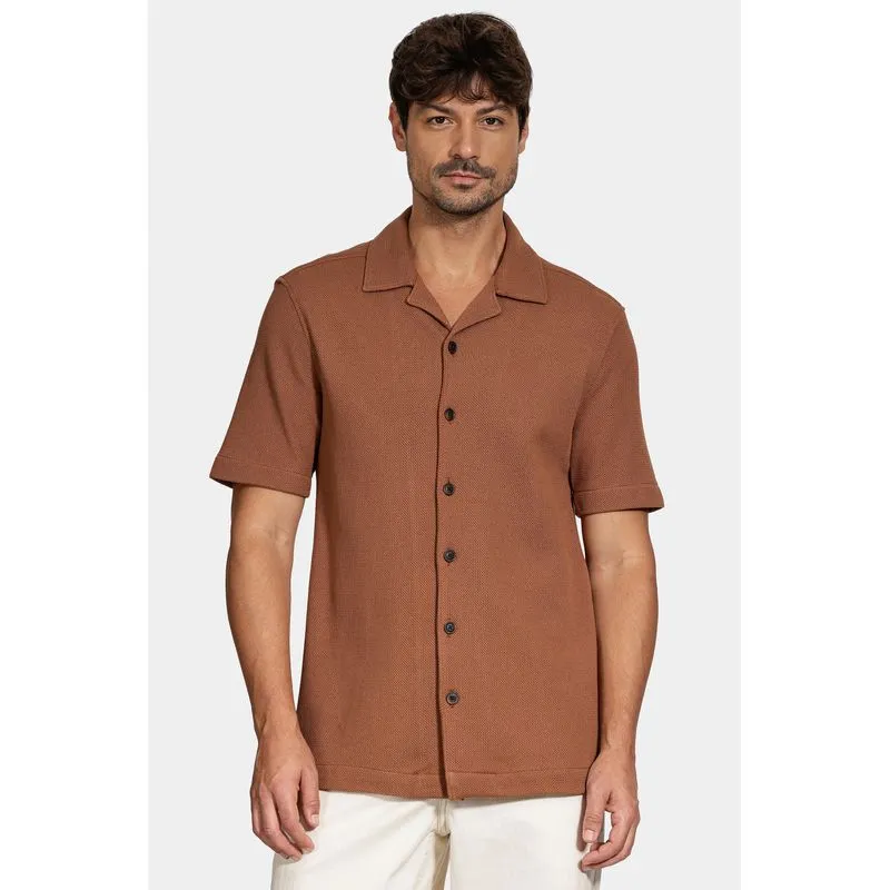 Camisa Bowling Piquet Tricot Conhaque - XGG