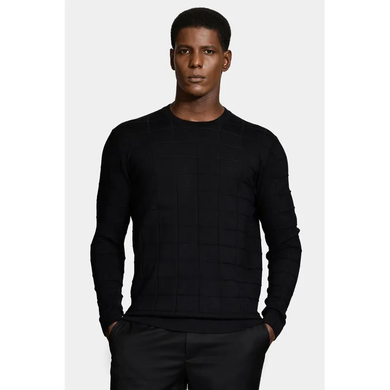 Tricot Manga Longa Jacquard New Square Preto - G