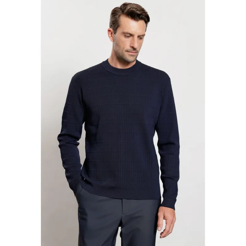 Suéter de Tricot Rayon Grid Marinho - P