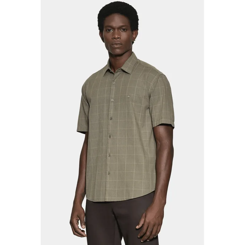 Camisa Regular Xadrez Flamê Verde Militar114 Com Verde - XGG