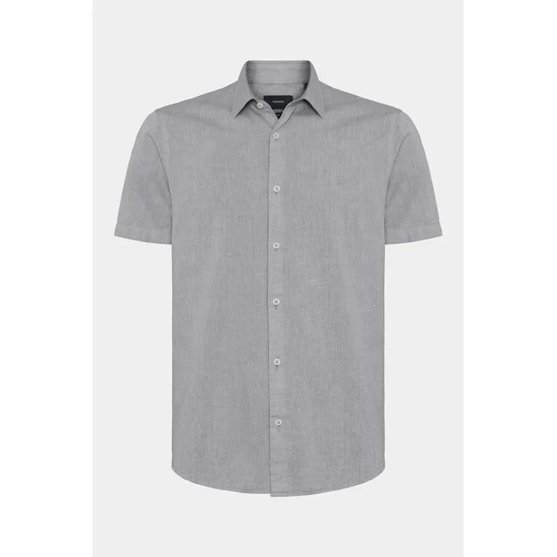 Camisa Manga Curta Slim em Algodao Willis Chumbo - XGG