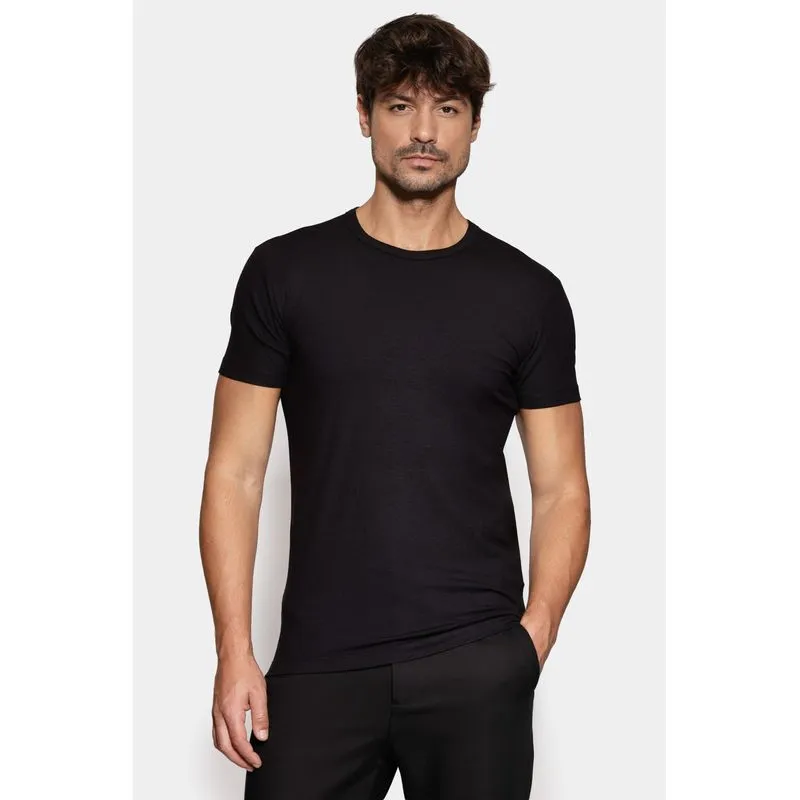Camiseta Manga Curta Slim Básica Preto - XXG