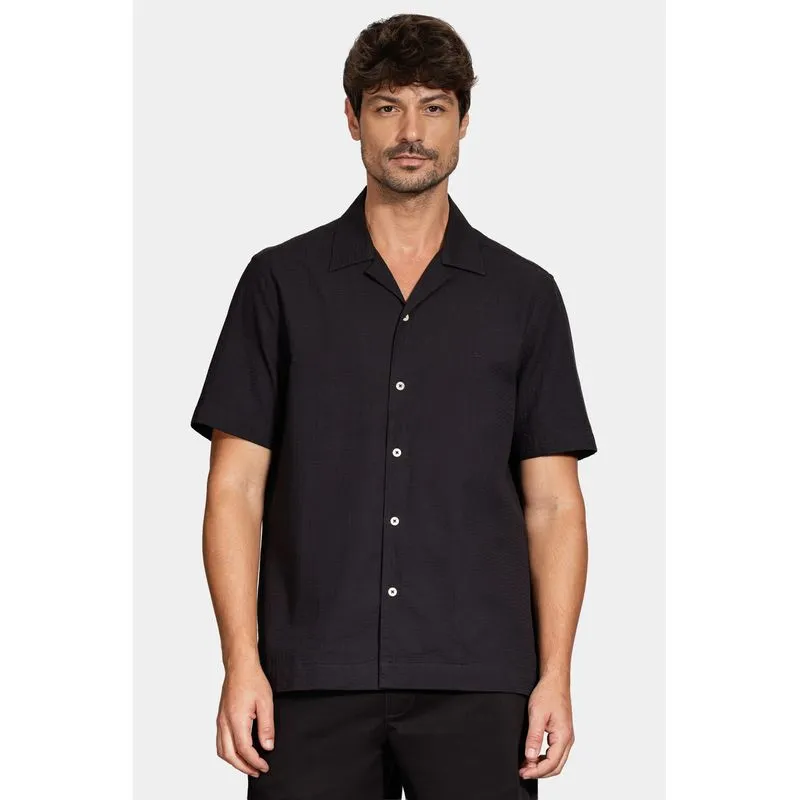 Camisa Regular Textura Horizontal Preto - P