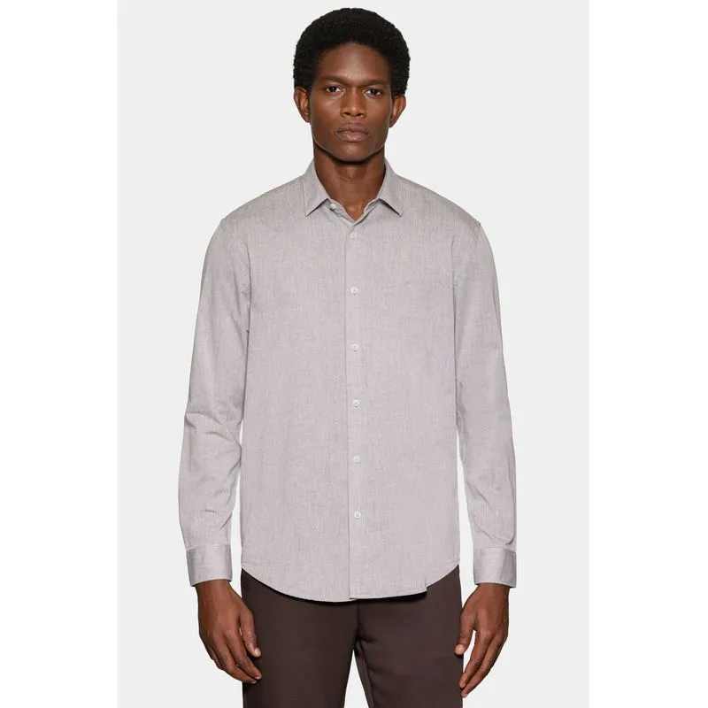 Camisa Manga Longa Slim em Algodão Willis Charuto - P