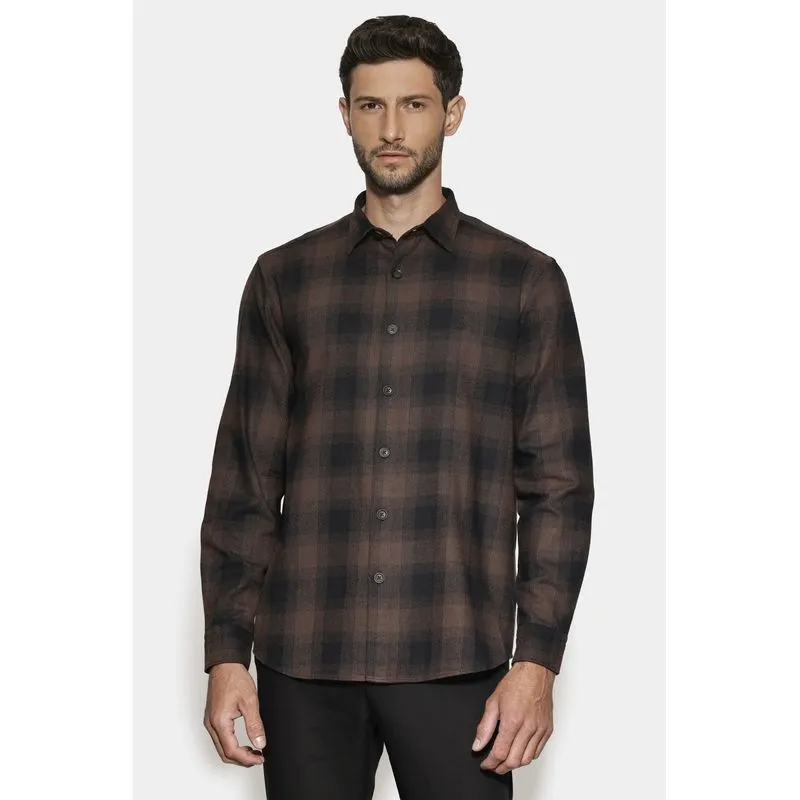 Camisa Regular Flanela Xadrez Shadow Café Com Preto - P