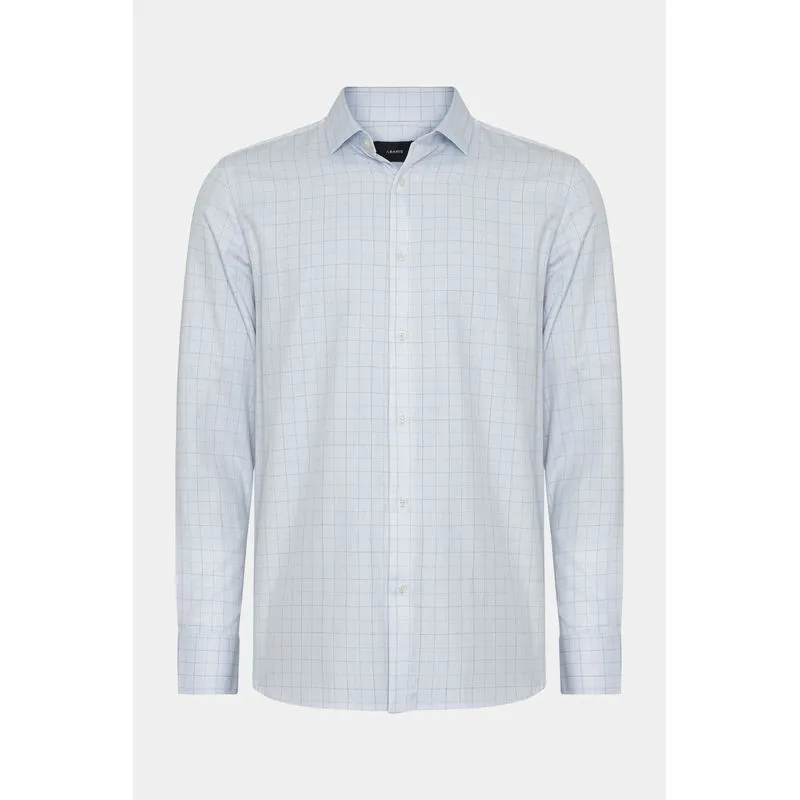 Camisa Manga Longa Regular Xadrez Linhas Azulclaro Com Azul - XXG