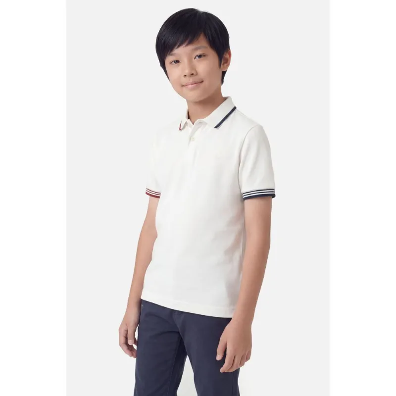 Polo Manga Curta Infantil Piquet Frisos Off White - 4