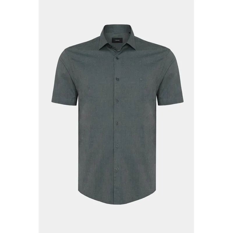 Camisa Slim Manga Curta Fil a Fil Antilia Verde Escuro - GG